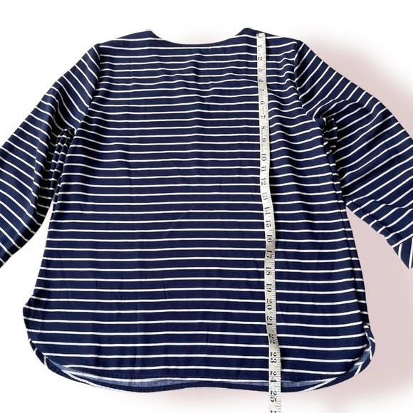 Talbots Nautical Stripe Shirt Blouse Navy Blue White SP - Picture 12 of 12